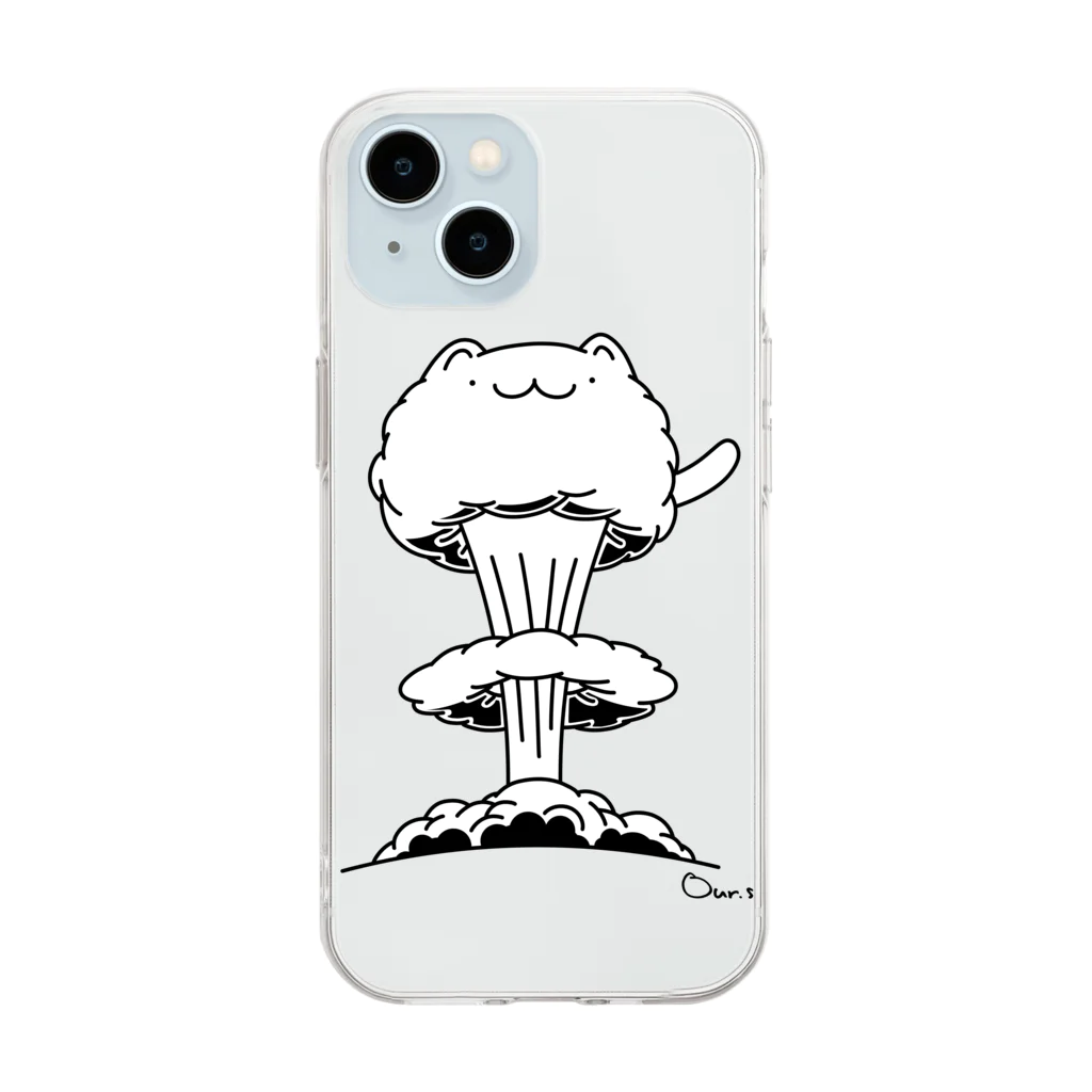 Our.s SUZURI店のにゃんと爆発 Soft Clear Smartphone Case