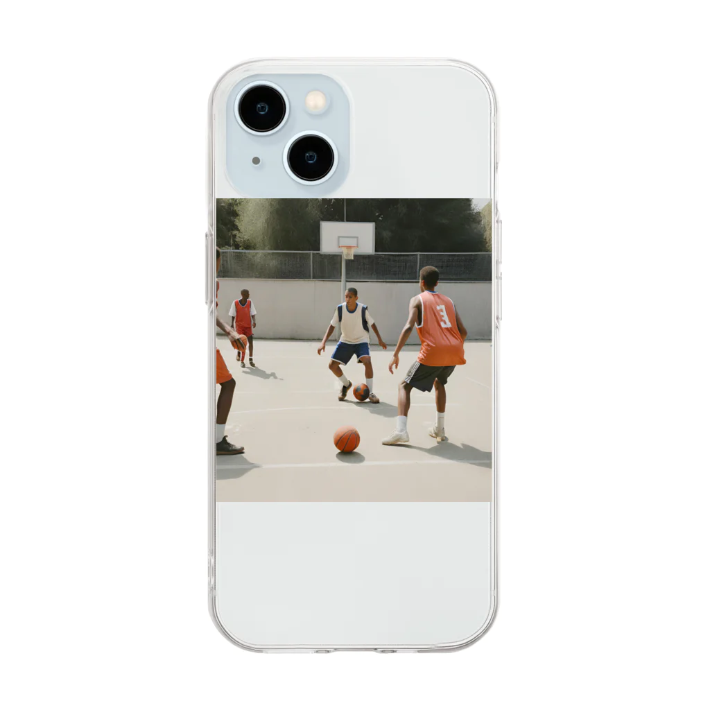 jmdapuwmdのサッカーバスケ Soft Clear Smartphone Case