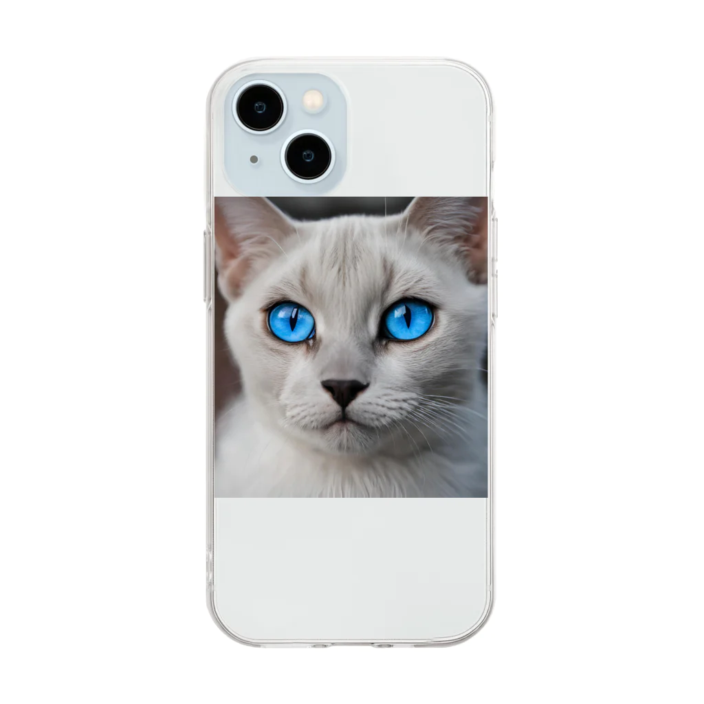ソラトラの青目の猫 Soft Clear Smartphone Case