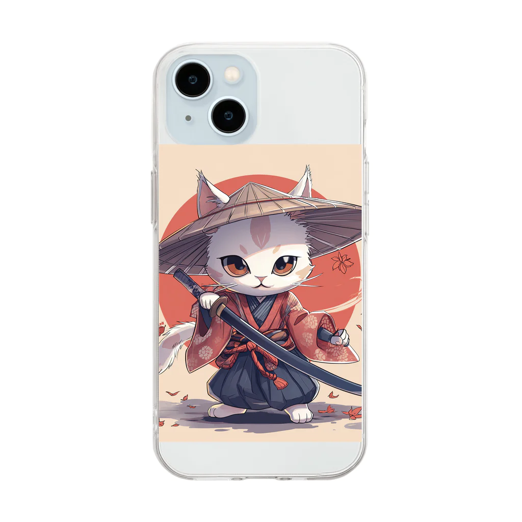 luckycongochanのNeko Samurai ソフトクリアスマホケース