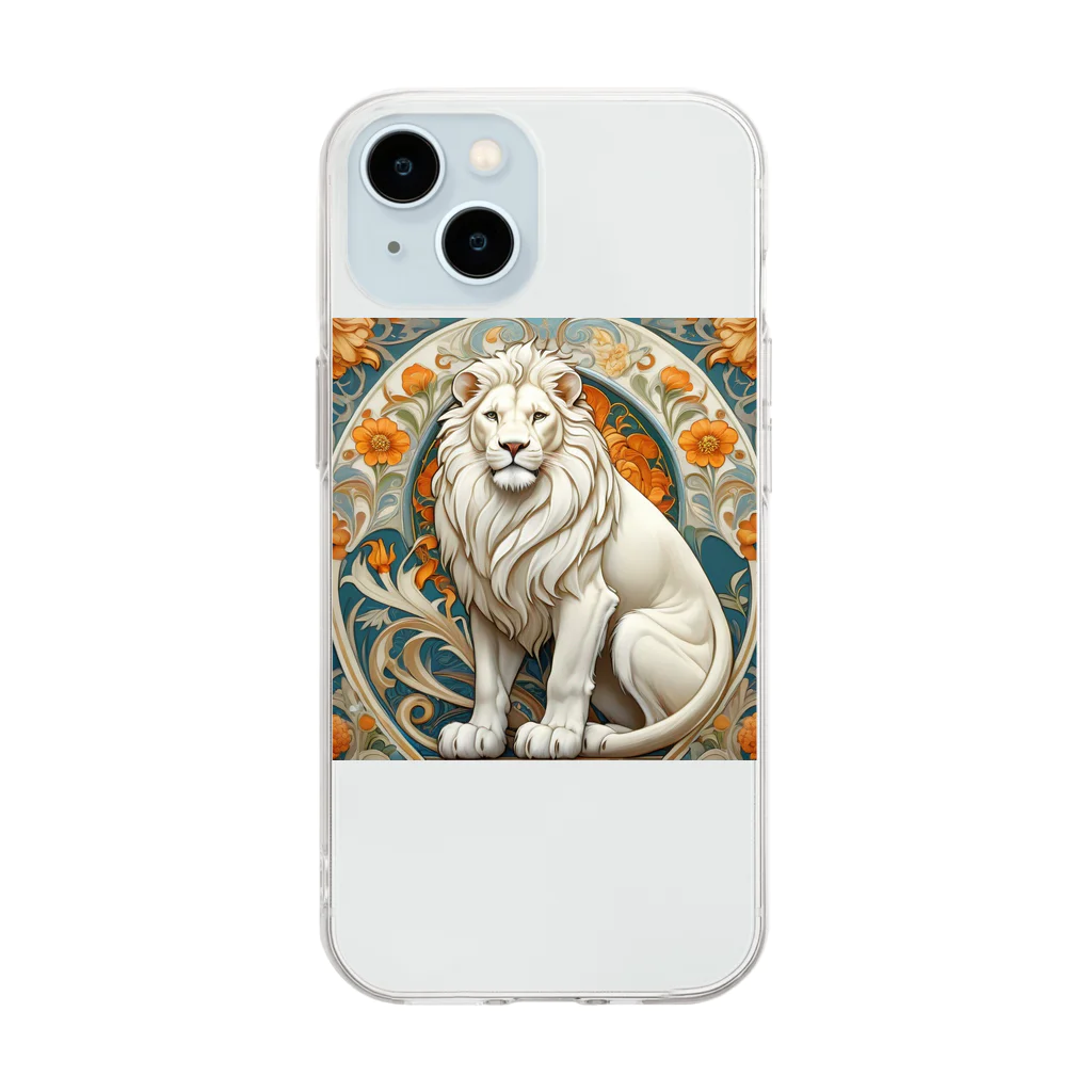 Luce___.の神の使い白いライオン Soft Clear Smartphone Case