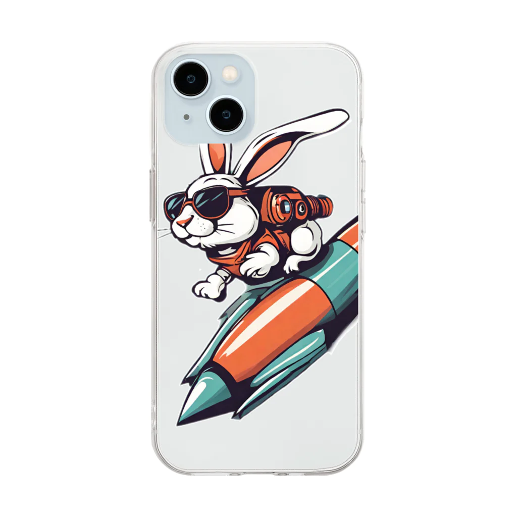 ロケットうさぎのロケットうさぎ　ミッション遂行 Soft Clear Smartphone Case