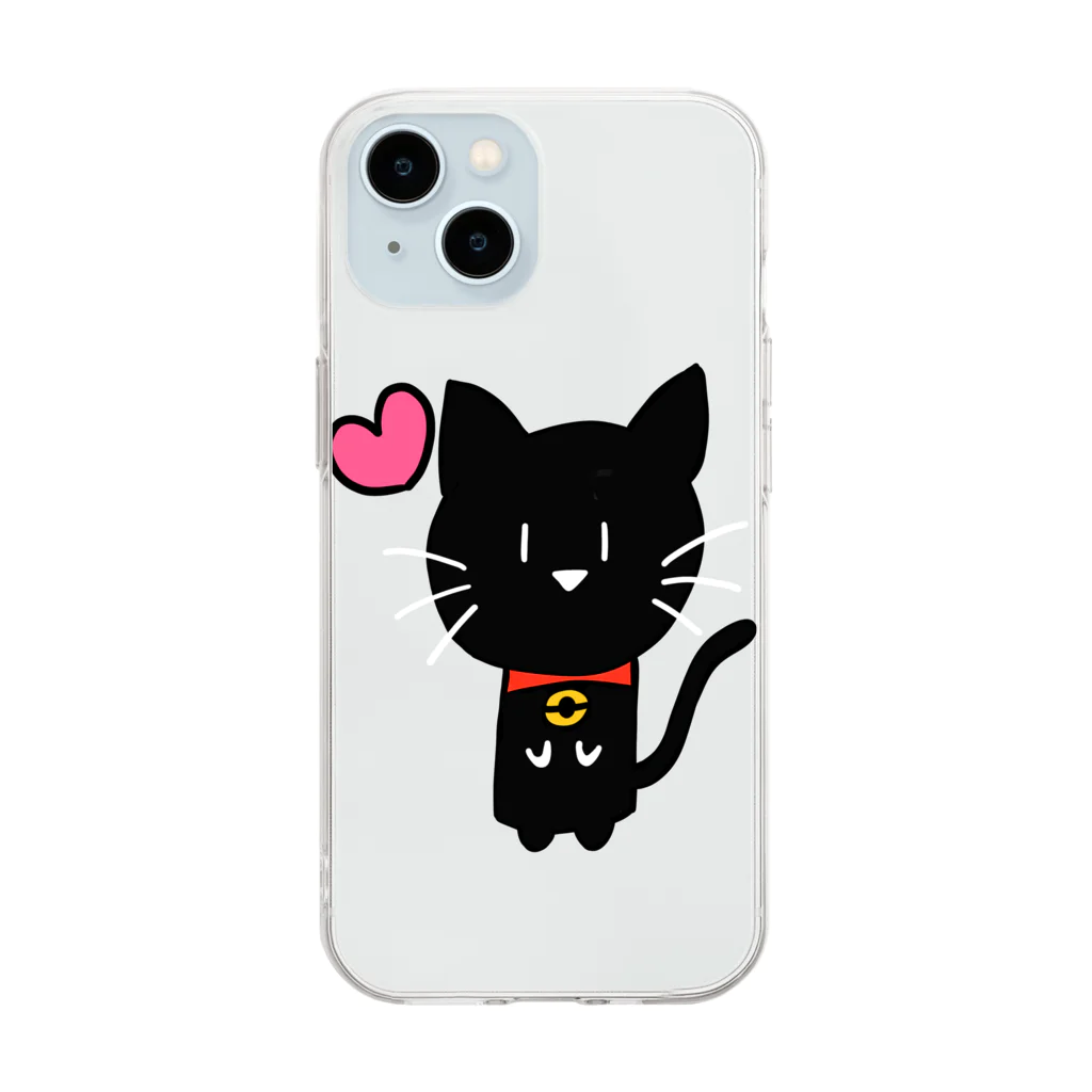 ねこ日和のねこ日和（黒猫） Soft Clear Smartphone Case