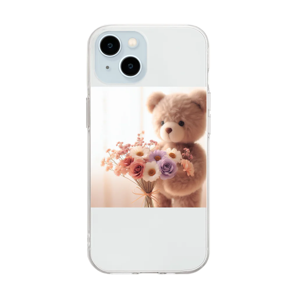 星パンダショップのはなとくま　～flower and bear～ Soft Clear Smartphone Case