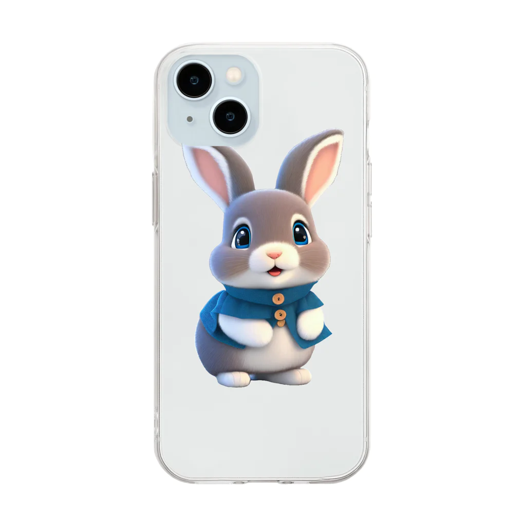 ぱんだまんの３Dウサギ Soft Clear Smartphone Case