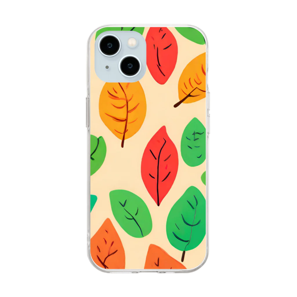 ＊Leafus_リーフアス＊のgreen leaf green Soft Clear Smartphone Case