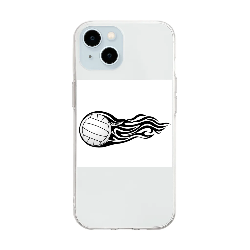 【volleyball online】の火を纏ったバレーボールの瞬間 Soft Clear Smartphone Case