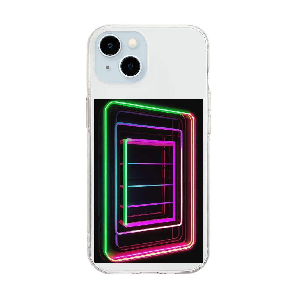 Association Against Mirroring SelfiesのAbstract_Neonsign Soft Clear Smartphone Case
