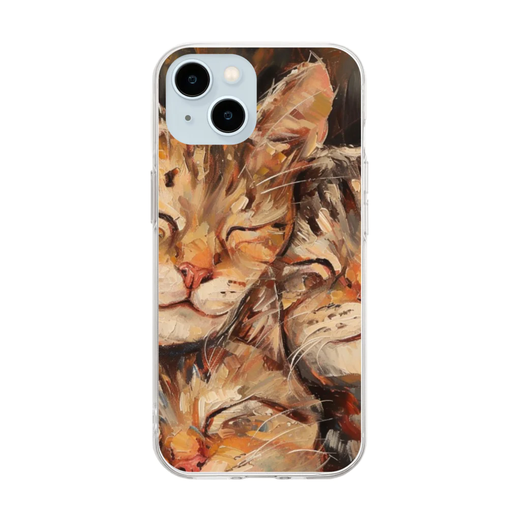 ねこやねこのおやすみ三兄弟 Soft Clear Smartphone Case