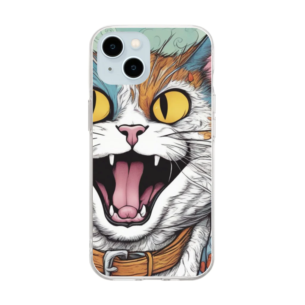 washi-and-washichanのゲス猫 Soft Clear Smartphone Case