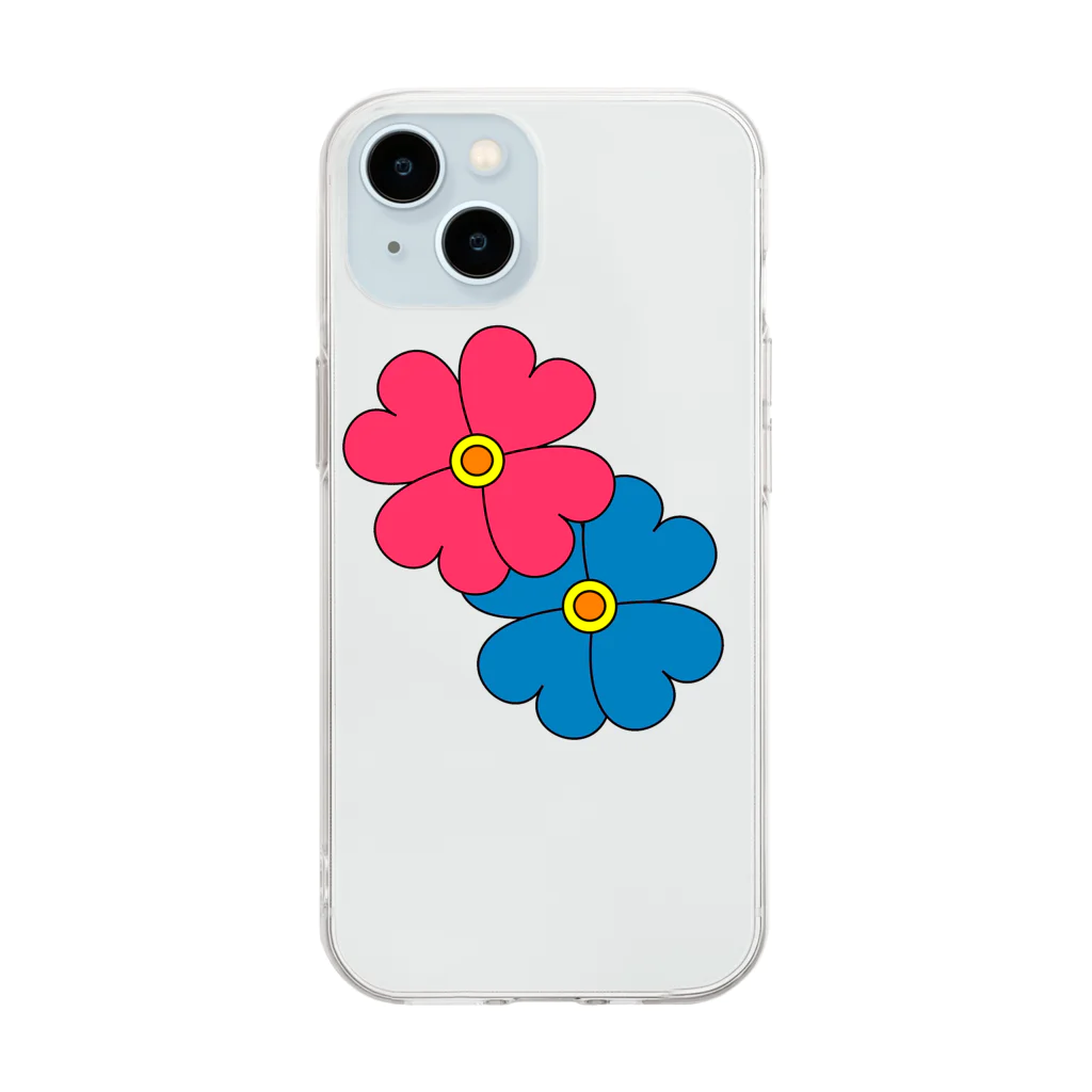 BLUE MINDの花のスマホケース Soft Clear Smartphone Case