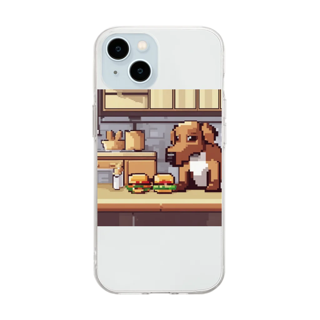 TAKASHIIのハンバーガーを作っている犬 Soft Clear Smartphone Case