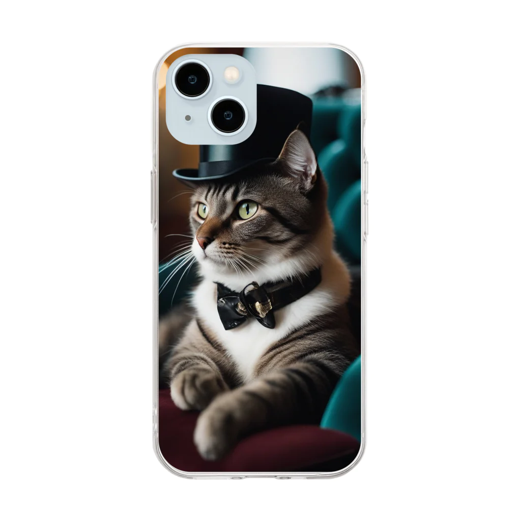 GoldCatの貴族猫 Soft Clear Smartphone Case