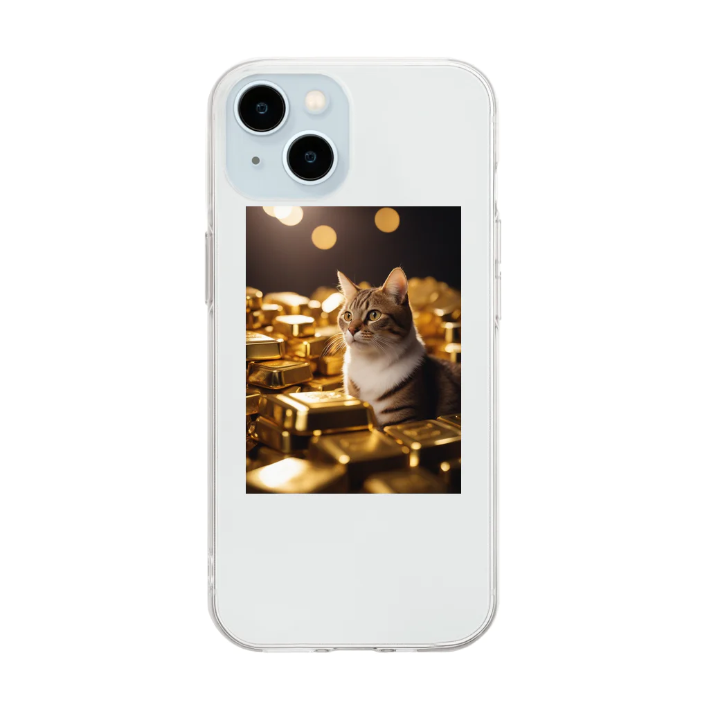 GoldCatの黄金と猫 Soft Clear Smartphone Case