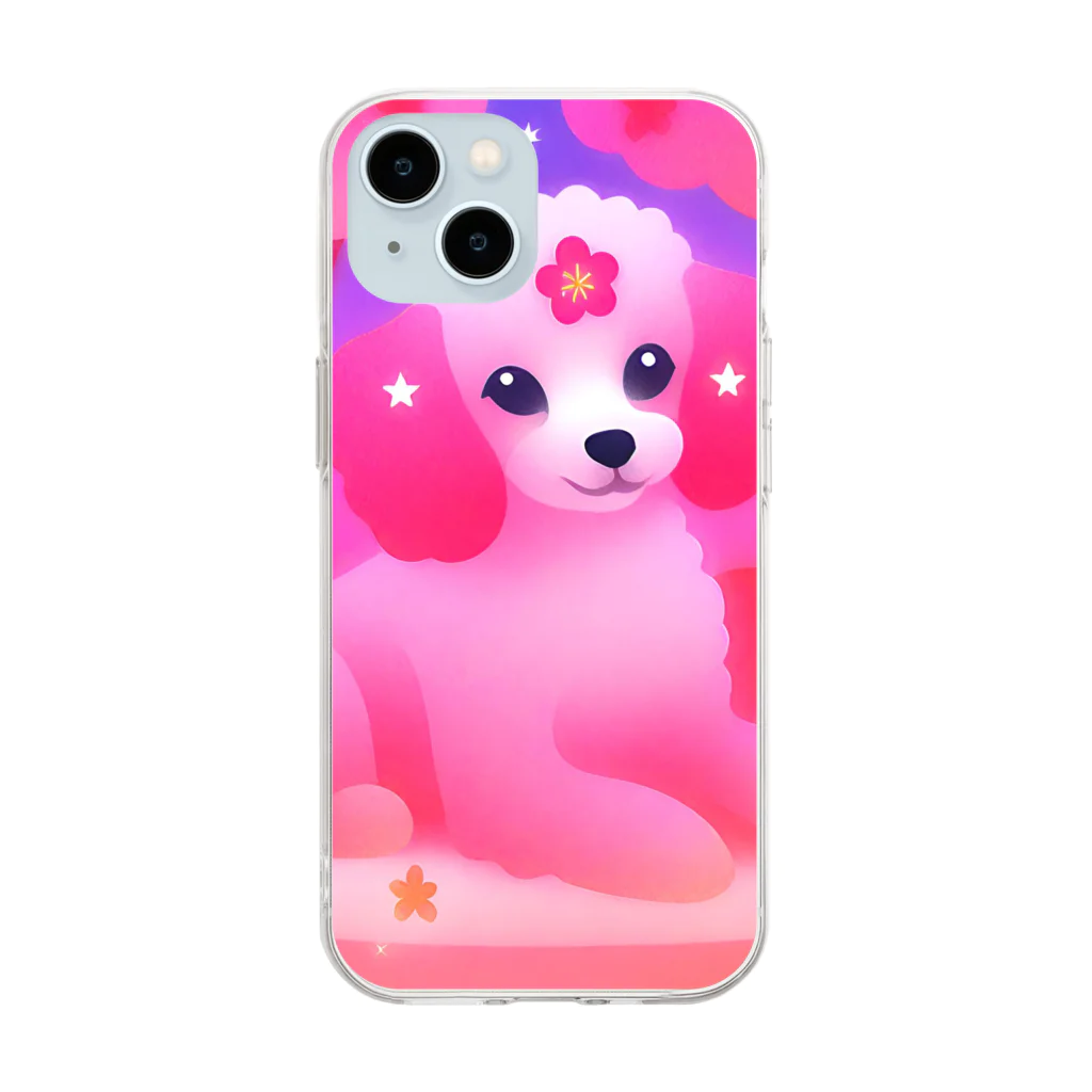 ふぇありぃているのお花見犬 Soft Clear Smartphone Case