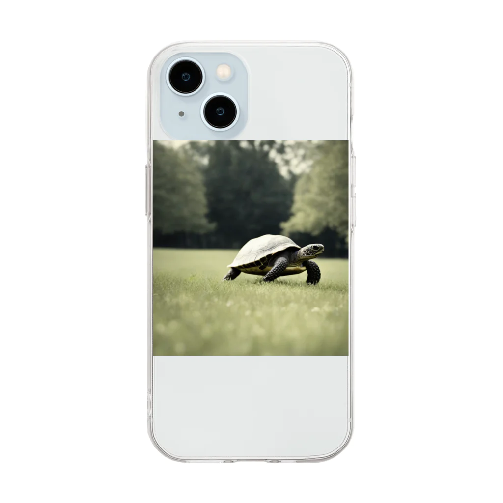 hinn-ketuの４、カメのお散歩 Soft Clear Smartphone Case