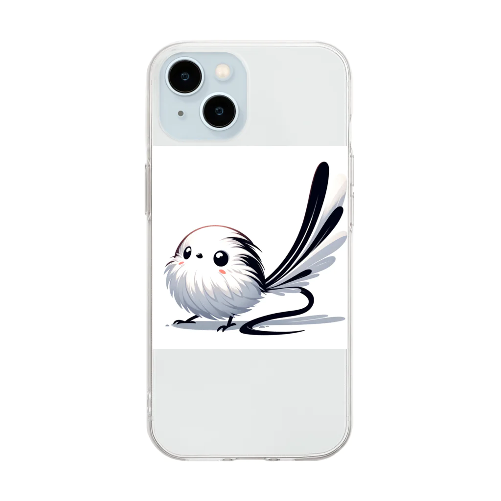 swissrollのふわふわシマエナガ Soft Clear Smartphone Case