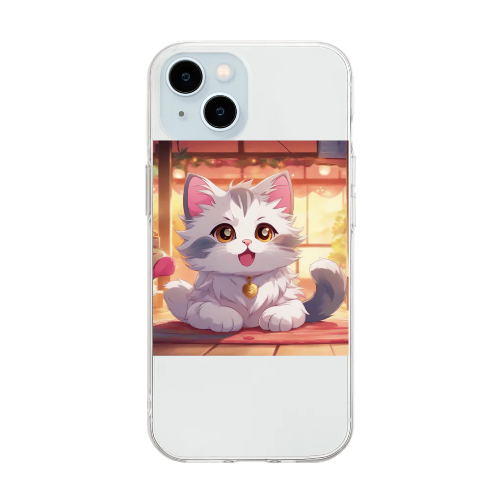 kuromasu_yuzuの夕焼けにゃんにゃん Soft Clear Smartphone Case