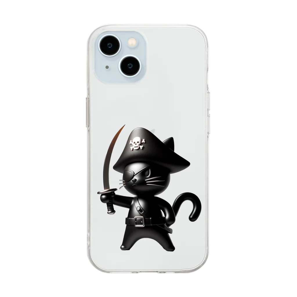 NO CAT NO LIFE の猫×海賊×フィギュア風 Soft Clear Smartphone Case