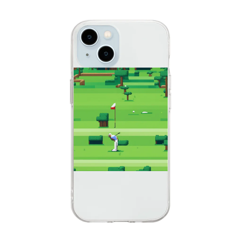 クロスクリエイティブのゴルフをするゴリラ Soft Clear Smartphone Case