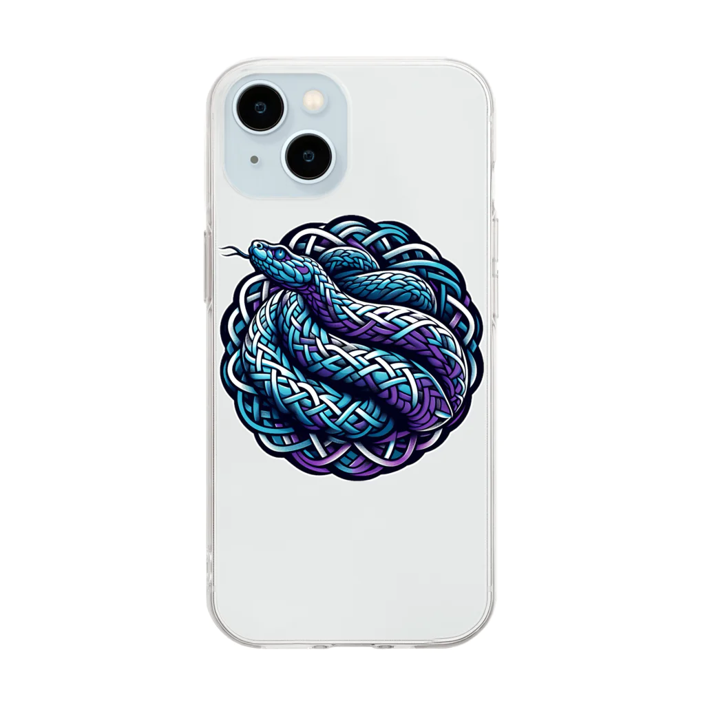 アニマルのりまきのBlue snake 2 Soft Clear Smartphone Case