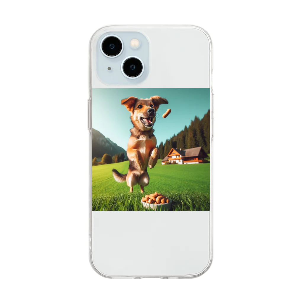 Kai🐚のジャンプ犬 Soft Clear Smartphone Case