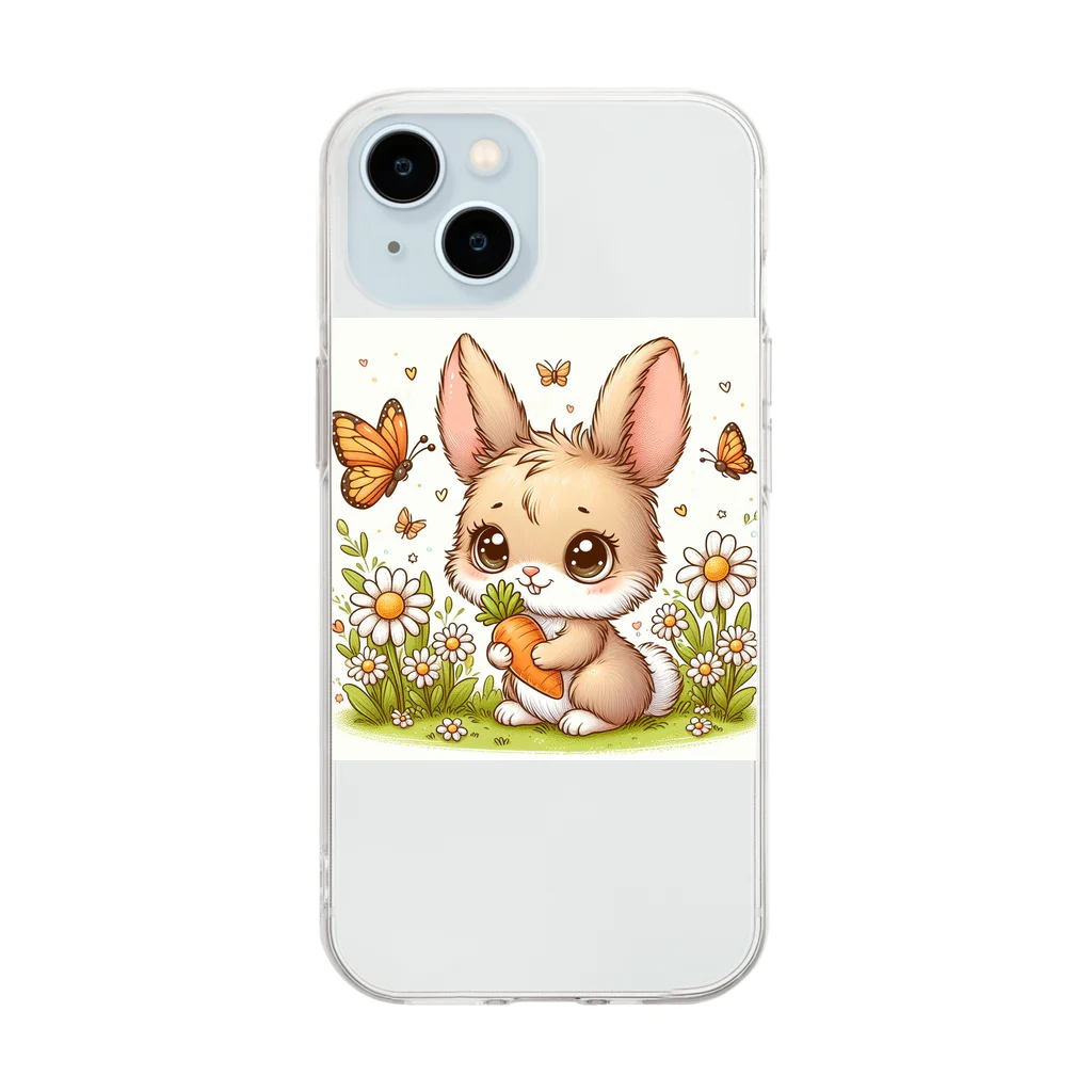 激カワポテぐっずの茶色の乙女ウサちゃん♡ Soft Clear Smartphone Case