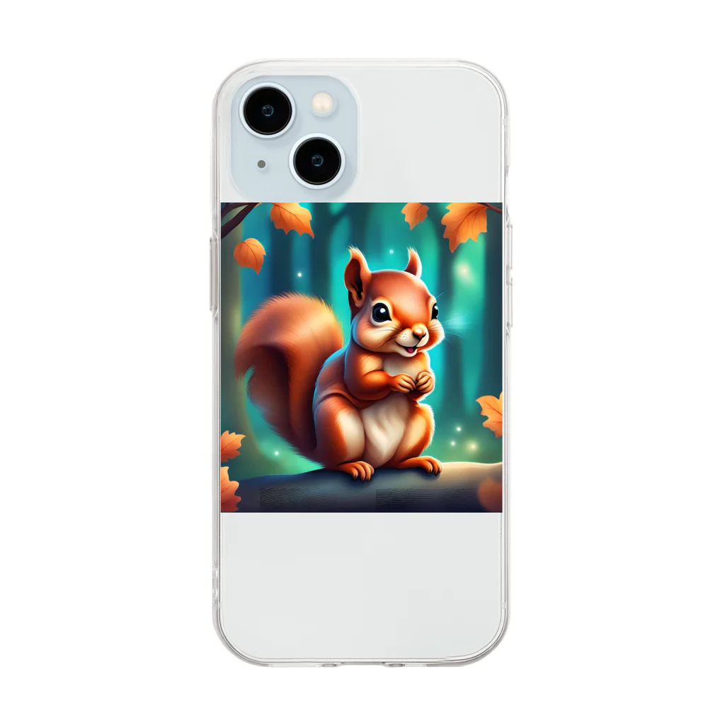 emi0215の可愛いリスのイラストグッズ Soft Clear Smartphone Case