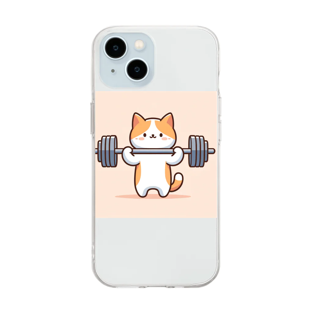 ibashunyaのアームカール猫 Soft Clear Smartphone Case