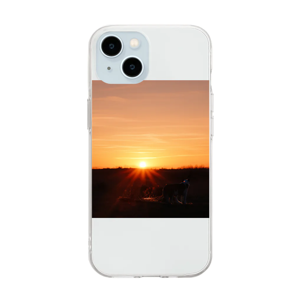 Indoor-yaの夕暮れと犬 Soft Clear Smartphone Case