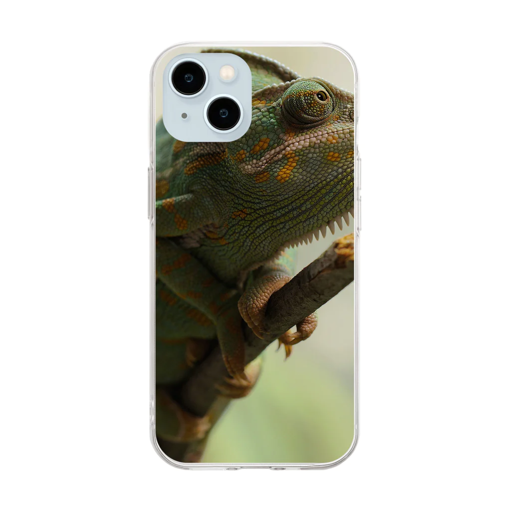 可愛い動物のカメレオン Soft Clear Smartphone Case