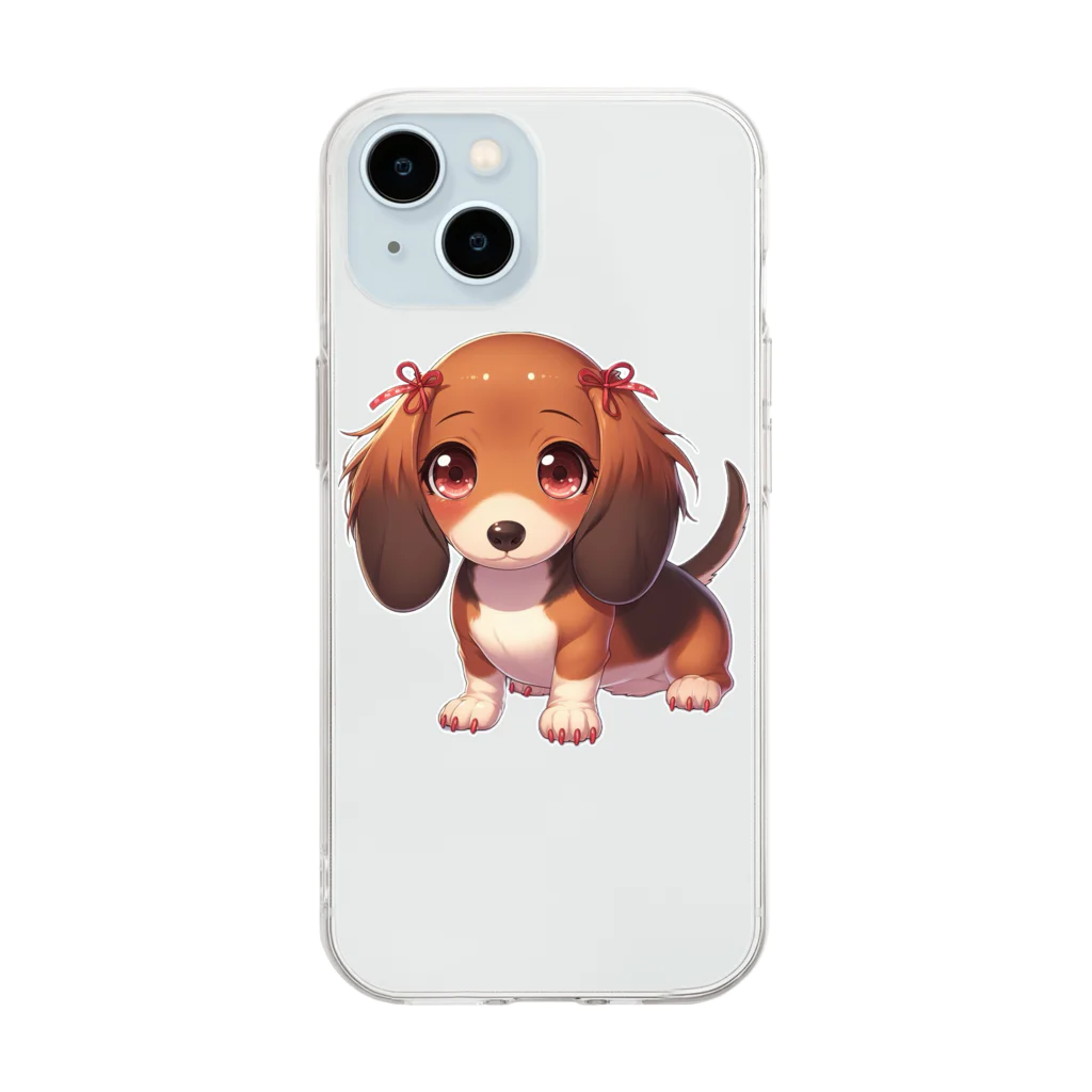 Dog Selectionのミニチュアダックス　女の子　アイテム Soft Clear Smartphone Case