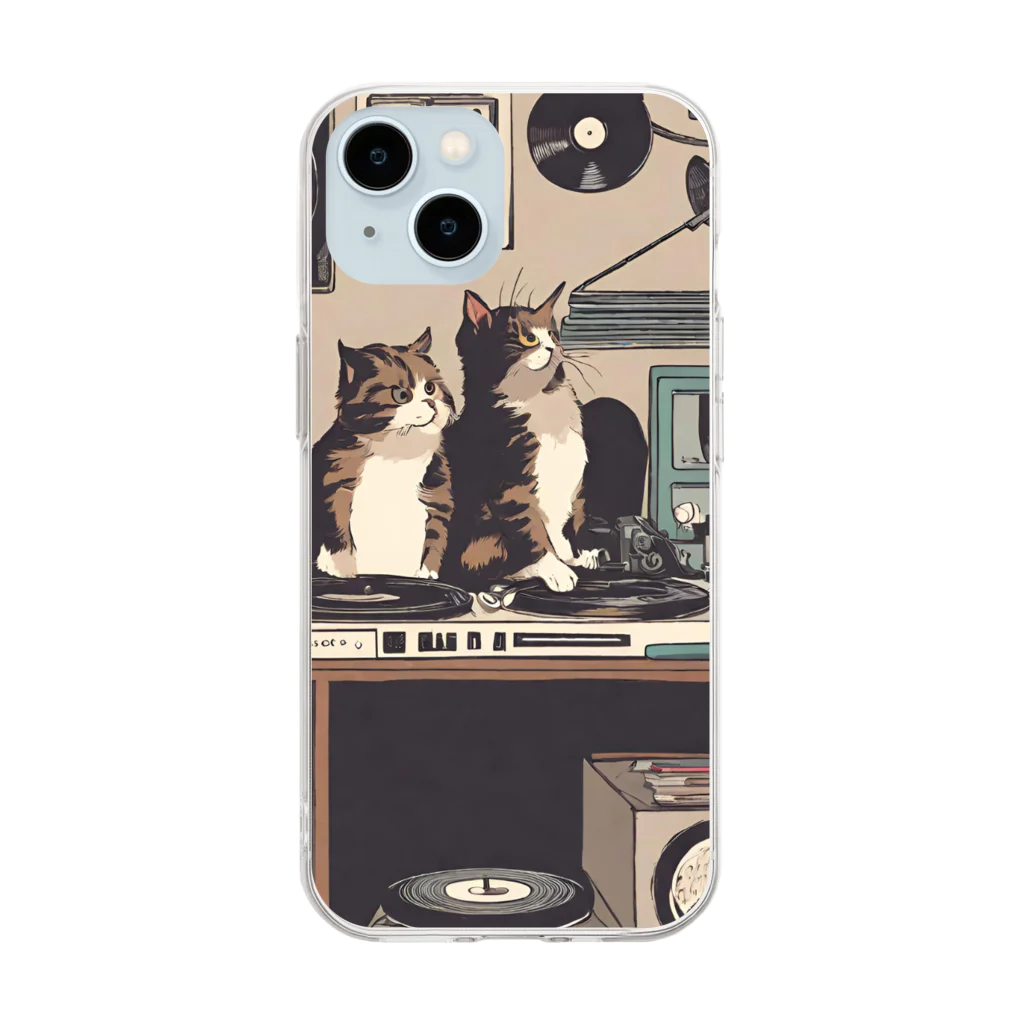 ゆうのねことレコード Soft Clear Smartphone Case