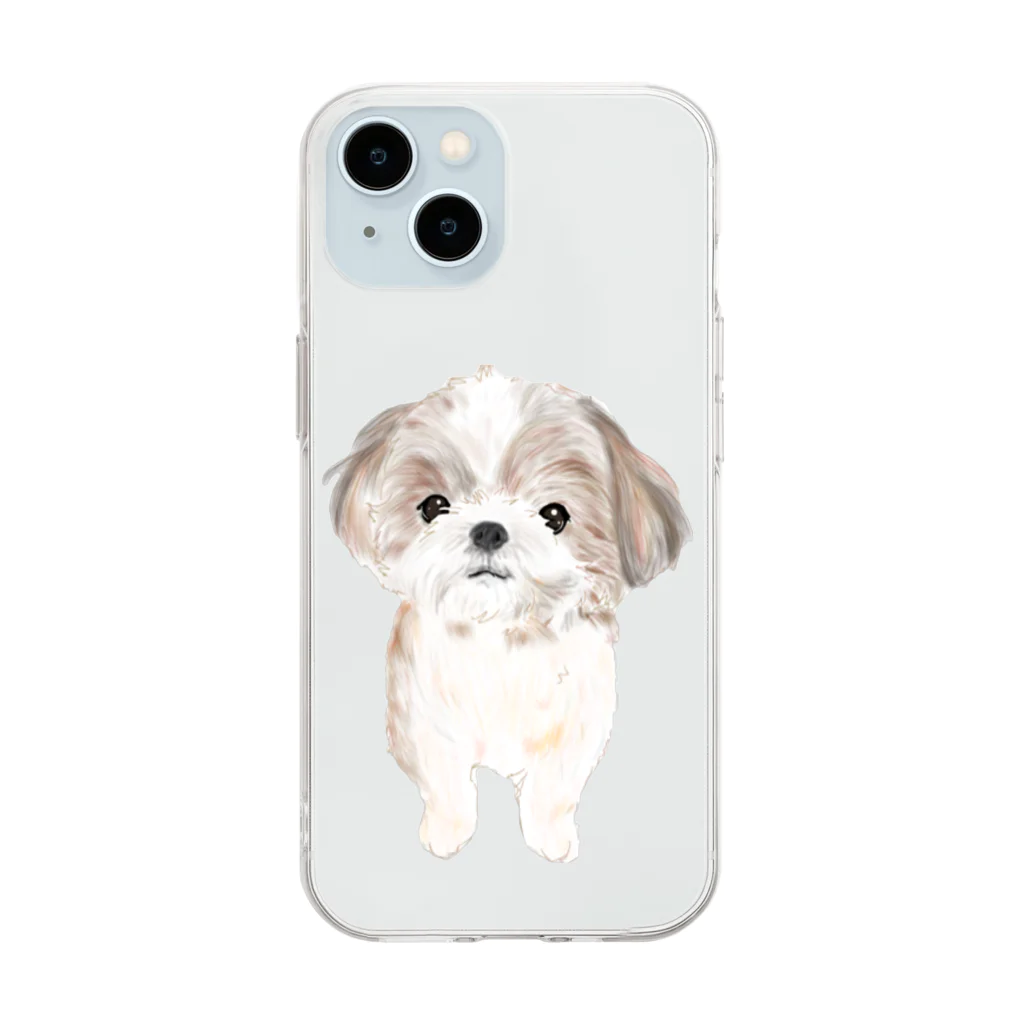 hanapecha_wannyanのシーズーちゃんおすましポーズ Soft Clear Smartphone Case