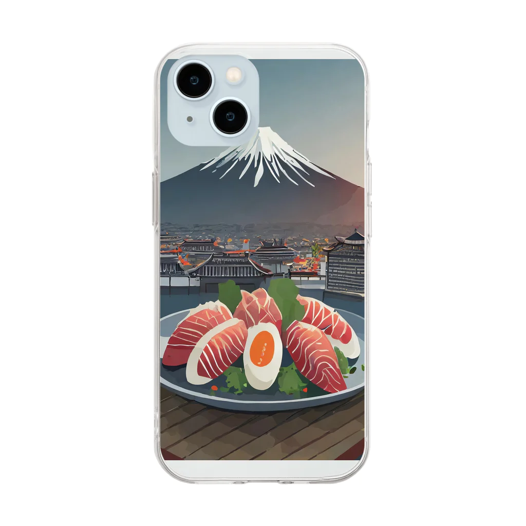 yamasan_の日本の食べ物 Soft Clear Smartphone Case