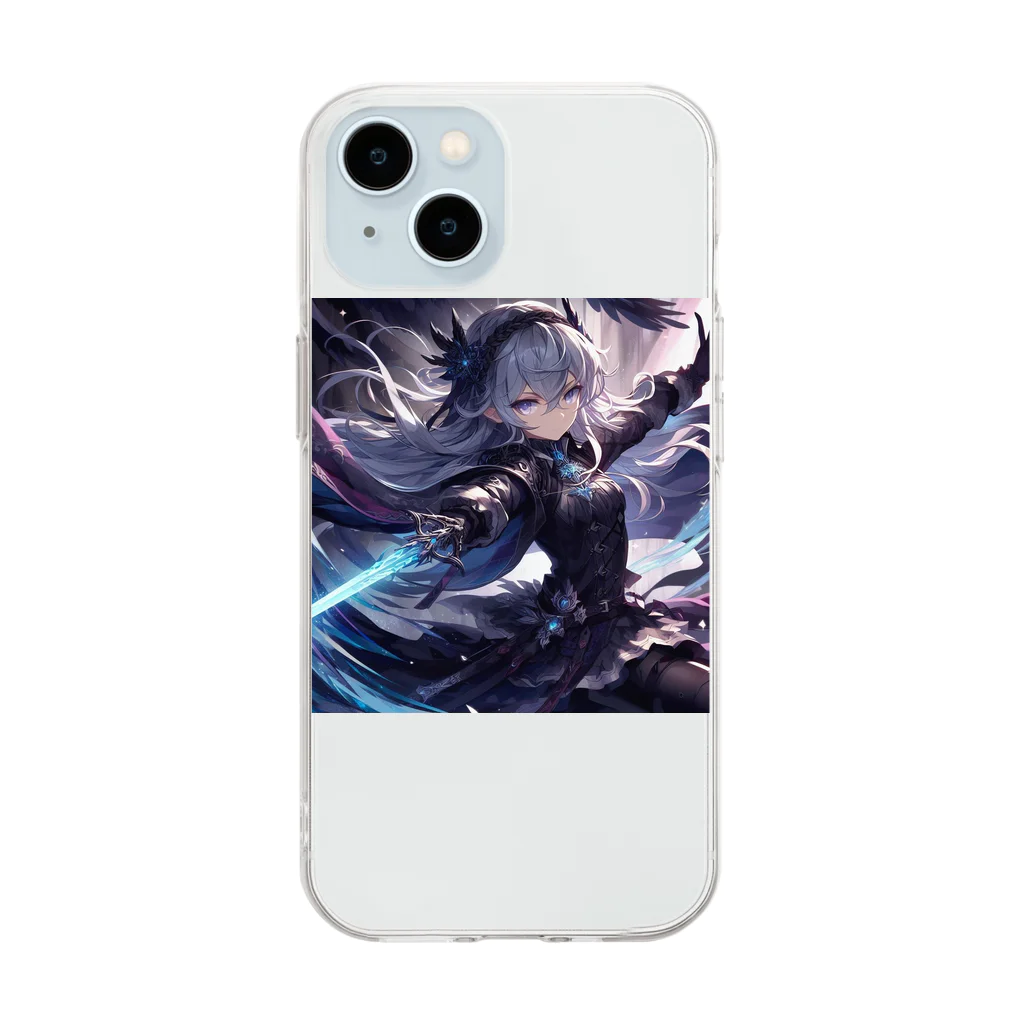 くろぼんの女性剣士 Soft Clear Smartphone Case