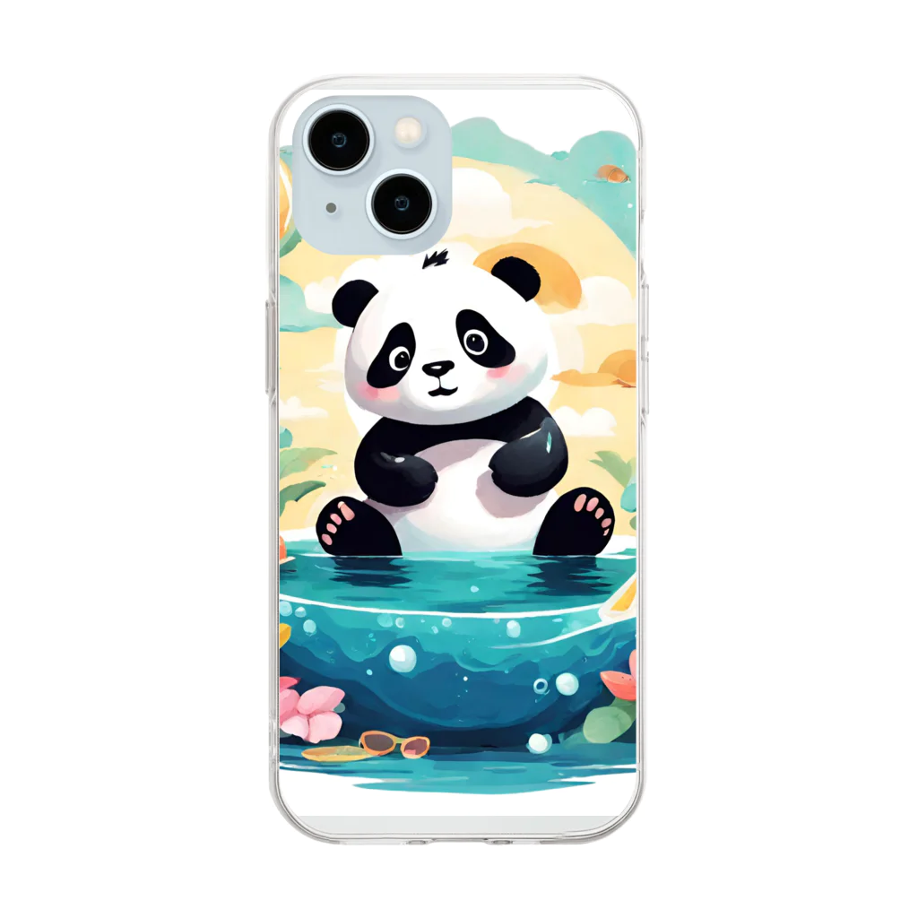 waterpandaの水辺のパンダ Soft Clear Smartphone Case