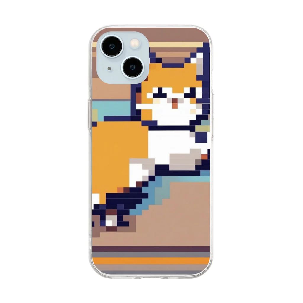 ネコナデール・ニャンコスキーの飛び掛かる猫 Soft Clear Smartphone Case