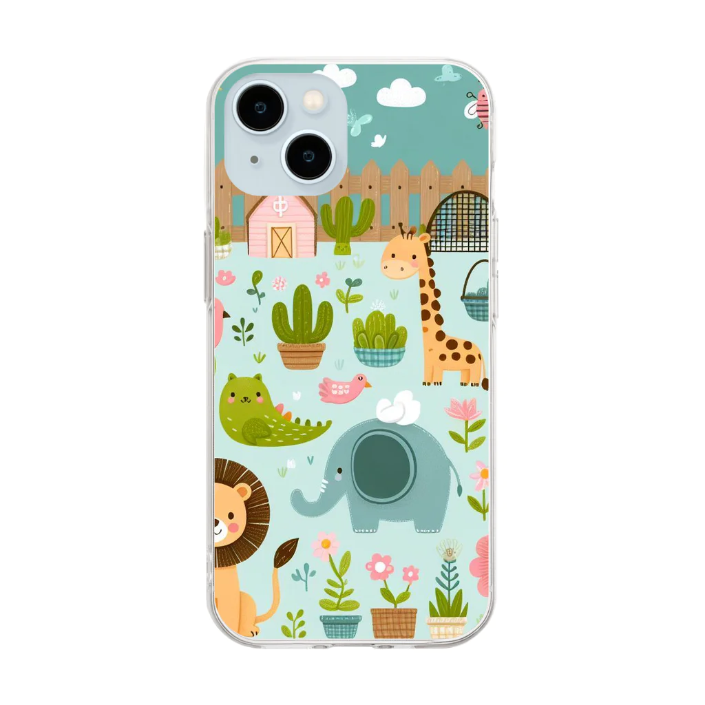 ニューライフマサラショップのワクワク動物園の愉快な仲間たち♪ Soft Clear Smartphone Case