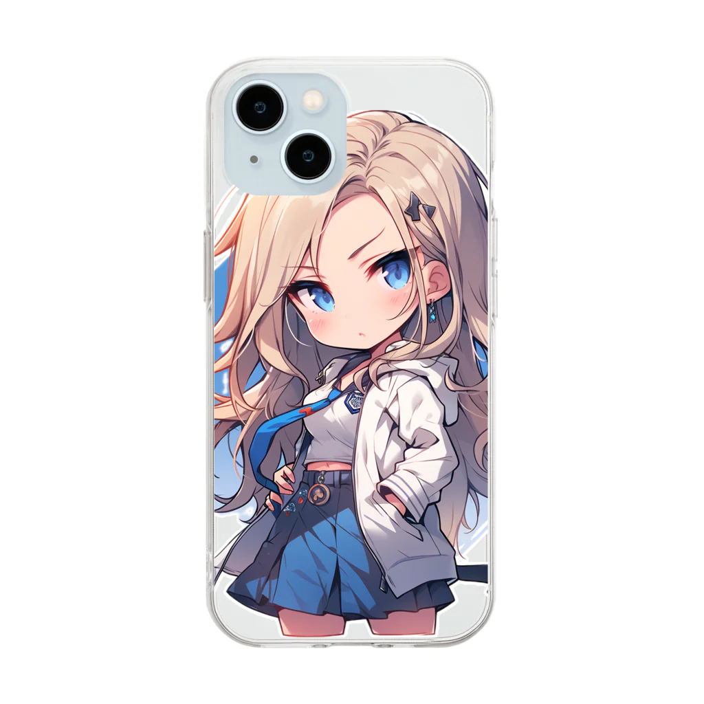 honoka_tの金髪ちびキャラ美少女 Soft Clear Smartphone Case