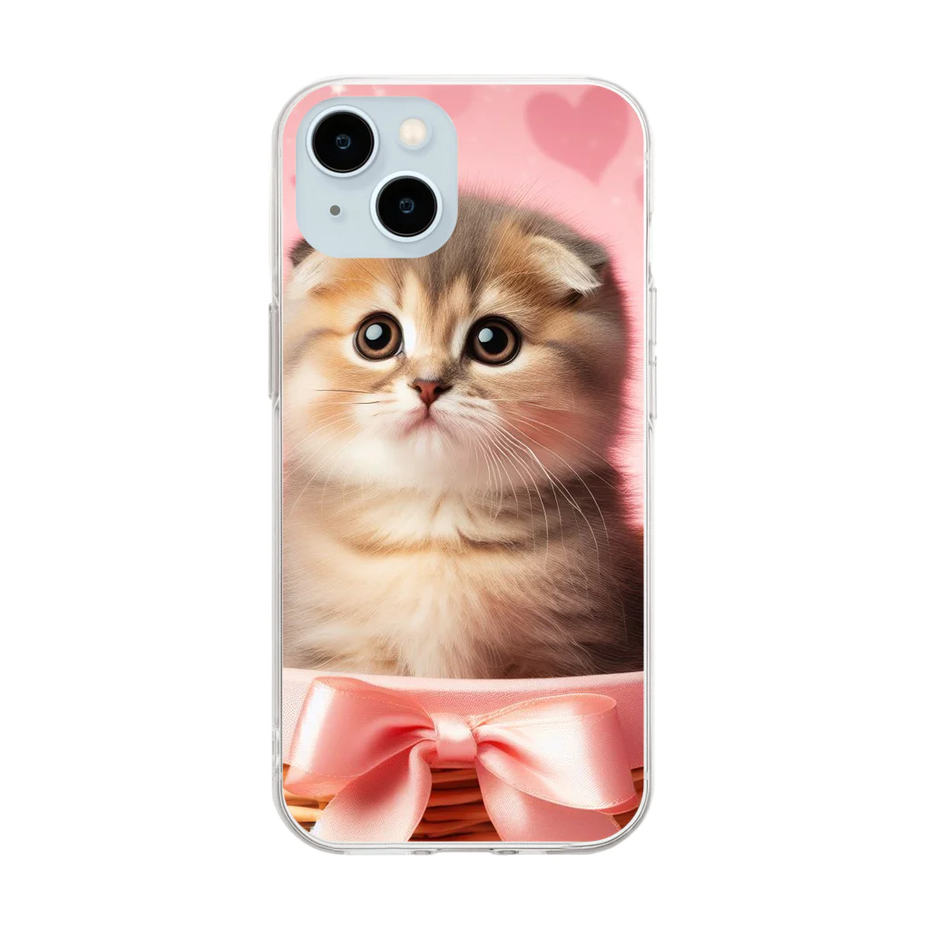 neko_shopのかごねこ４ Soft Clear Smartphone Case