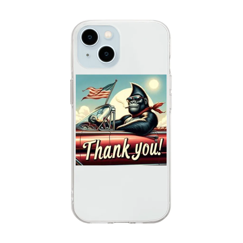 NAOKI_canonのゴリラのThank you！（赤い車①） Soft Clear Smartphone Case