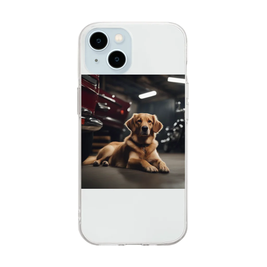 NiTiのガレージにいる犬 Soft Clear Smartphone Case