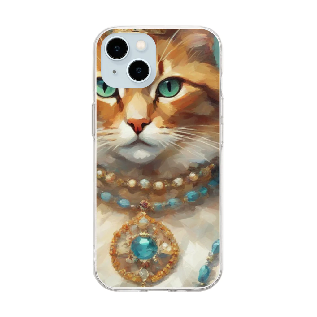 esmeralda64のパライバトルマリンの瞳の猫 Soft Clear Smartphone Case