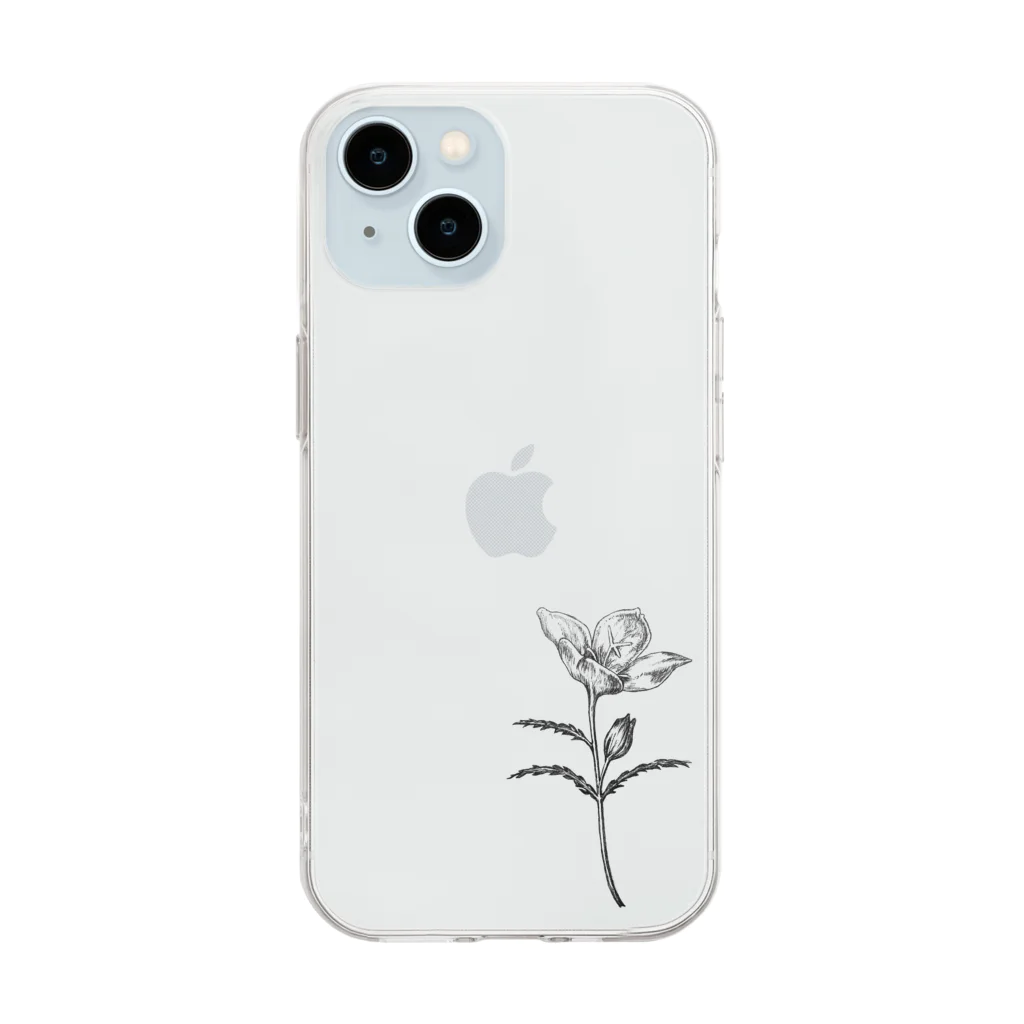 ペンで描く植物の詩のevening primrose  Soft Clear Smartphone Case