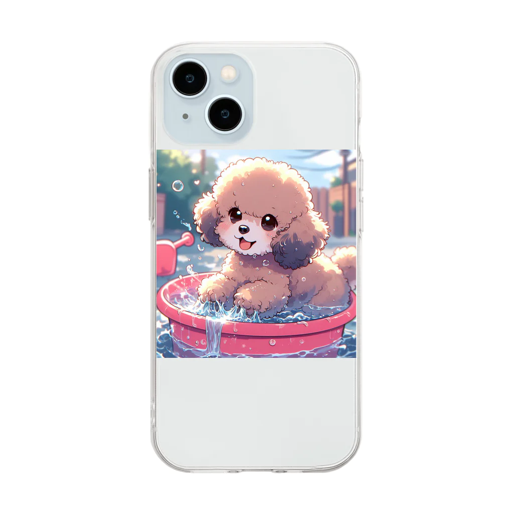 s30zcの水遊びが楽しいトイプードル Soft Clear Smartphone Case