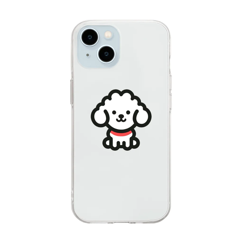 わんこグッズしょっぷcooの白プードル Soft Clear Smartphone Case