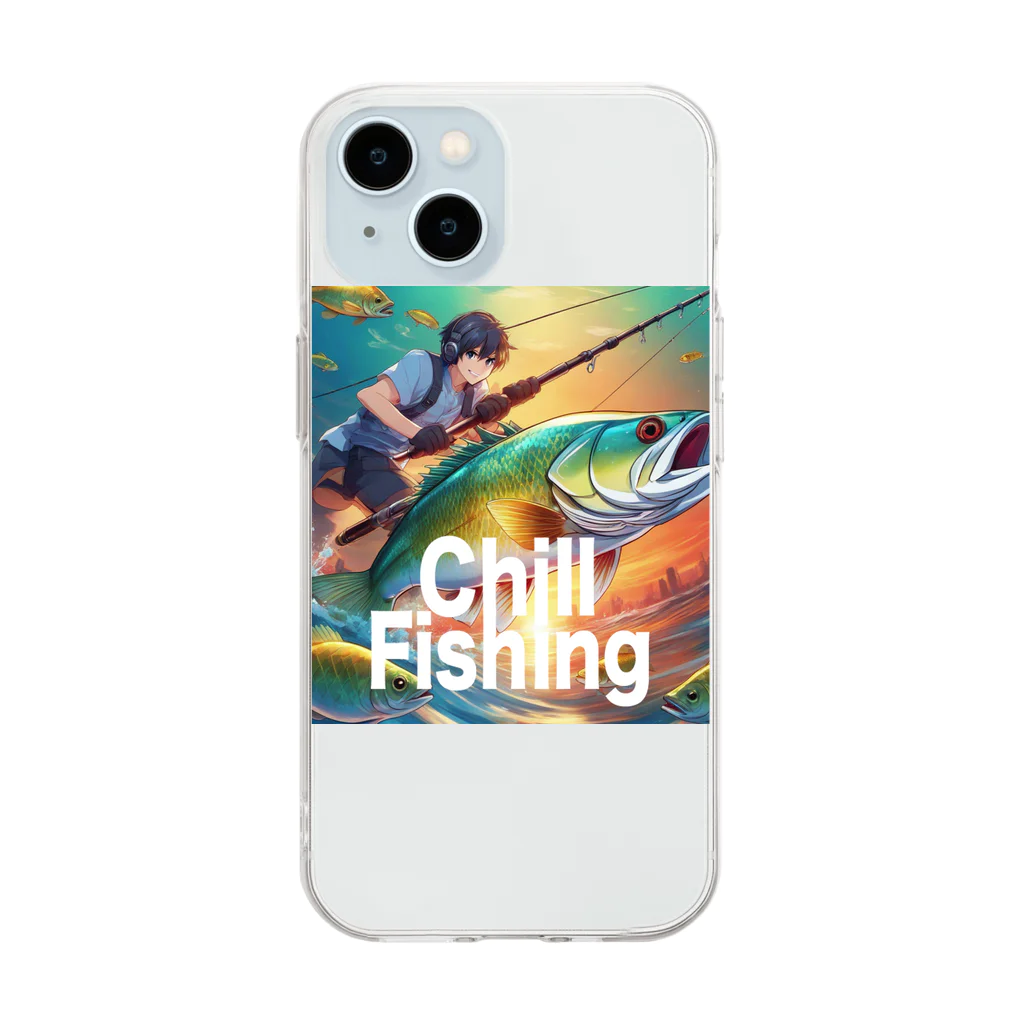 chillfishingのイケメンアングラー！「セイゴ」 ソフトクリアスマホケース