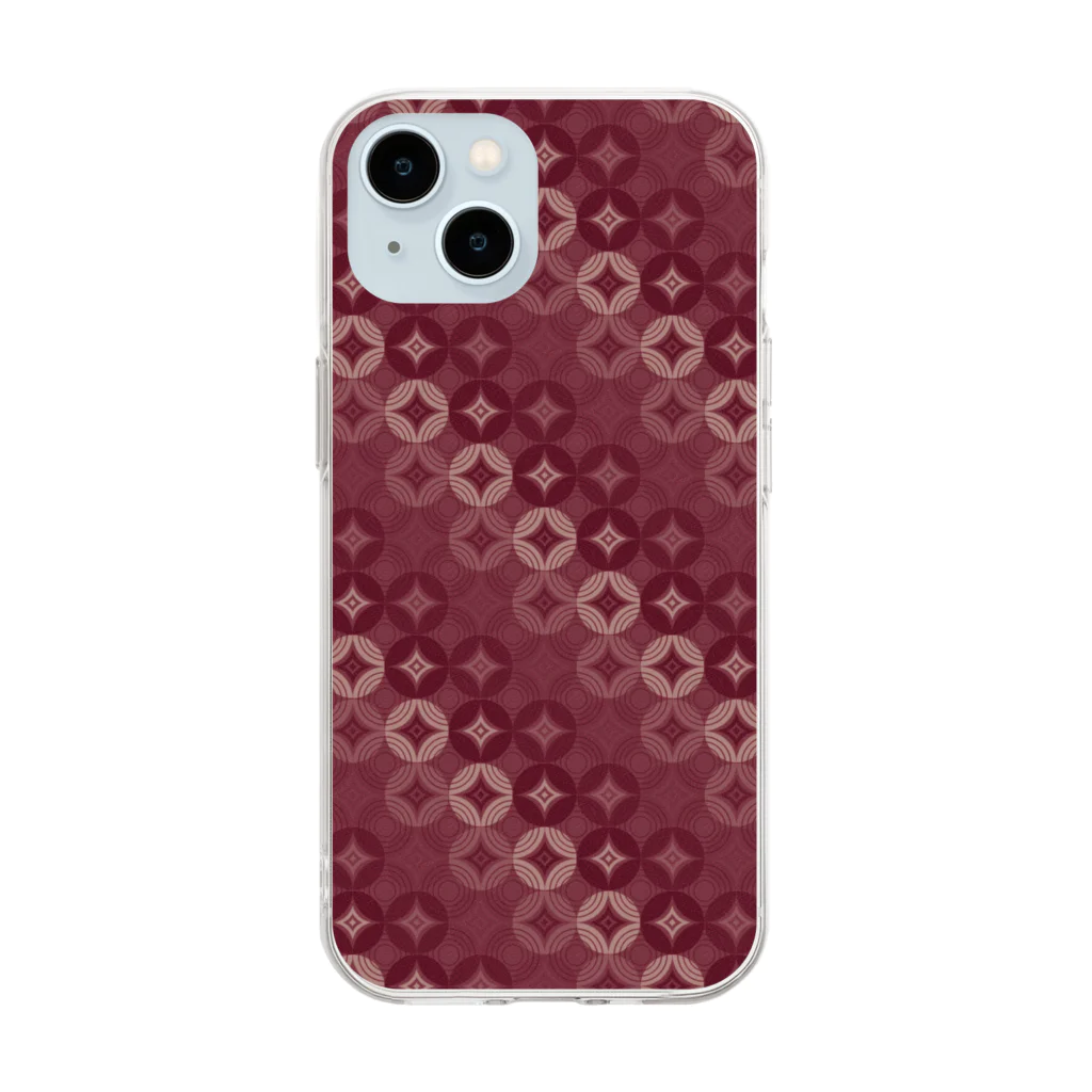 Pattern Bの【景星】紅色 / 七宝 Soft Clear Smartphone Case