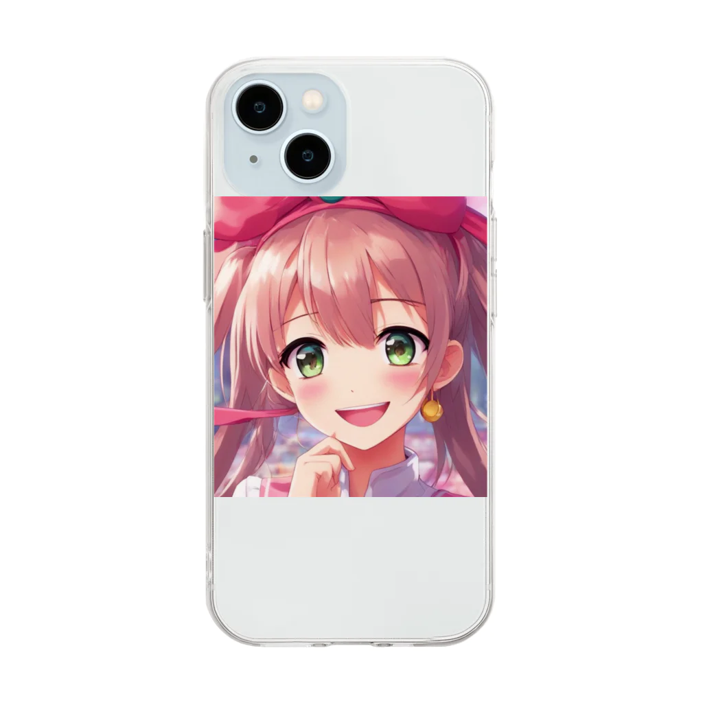 asanonnのリボン付きヘッドバンドな女の子 Soft Clear Smartphone Case